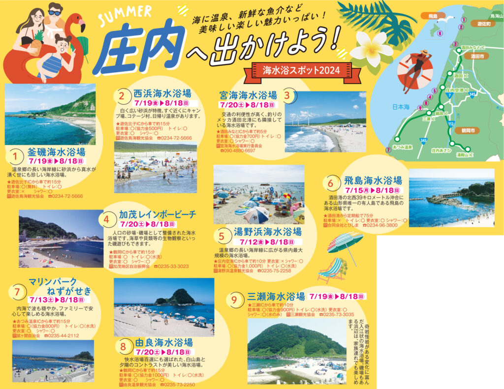 庄内へ出かけよう！海水浴スポット2024