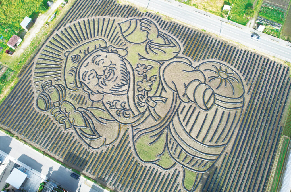 さとう農園（山形市） 五穀豊穣・商売繁盛を願い 大黒様の地上絵制作